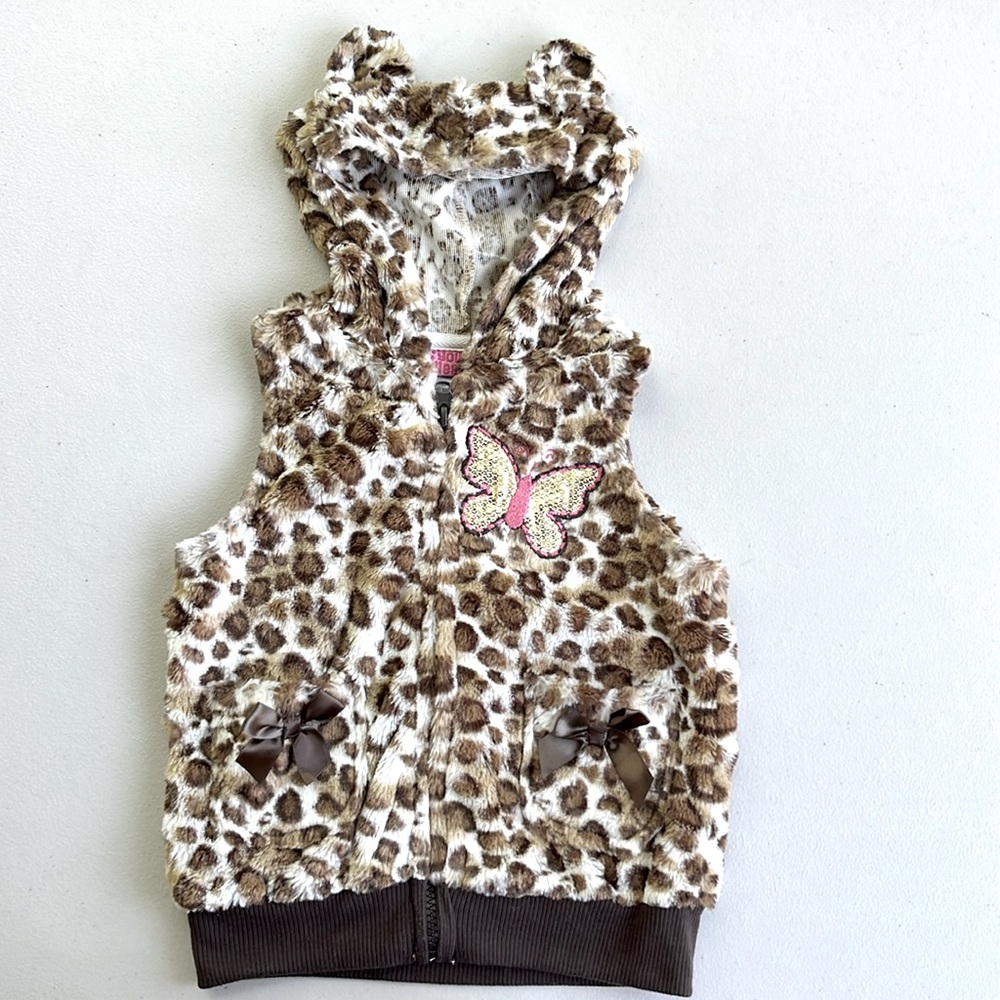 6yr Girls, Fur Vest Hoodie